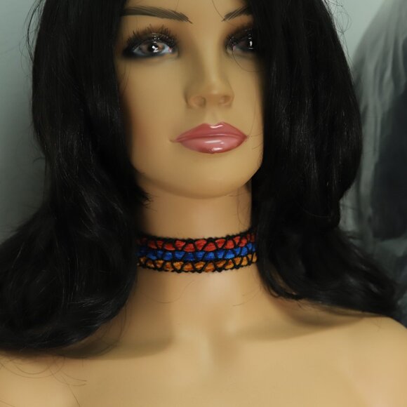Fancy Choker Multi Color Adjustable Length Multi Colors Wide Trim chokers (#83) - Picture 8 of 11